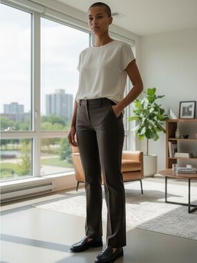 Banana Republic Straight-Leg Trousers in charcoal gray